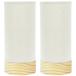 ValueLights Set of 2 Elsa Natural Bamboo Shade LED Wooden Table Lamp - Cream - Wilko