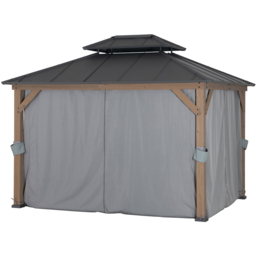 Sunjoy 3 x 3.6m Accessory Curtain for Cedar Wooden Gazebo (Gazebo Not Include) - Grey - Wilko