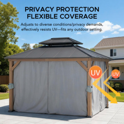 Sunjoy 3 x 3.6m Accessory Curtain for Cedar Wooden Gazebo (Gazebo Not Include) - Grey - Wilko - thumbnail 4