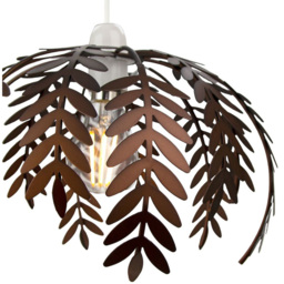 Happy Homewares Bronze Fern Leaf Pendant Light Shade - Size: 17 x 28 x 28cm - Brown - Wilko - thumbnail 4
