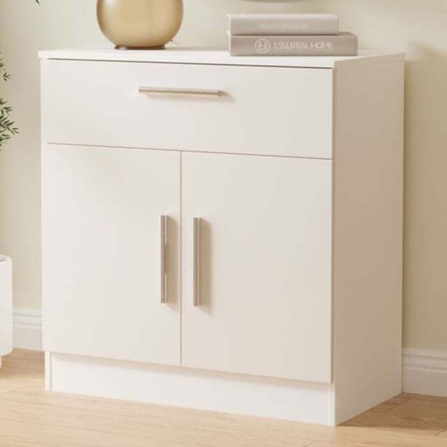 Crowndale Contrast 2 Door Single Drawer Grey Matt and White Sideboard Ready Assembled - Size: 79 x 74 x 39cm - Grey Matt & White - Wilko - image 1