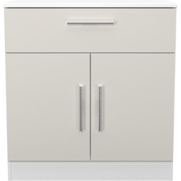 Crowndale Contrast 2 Door Single Drawer Grey Matt and White Sideboard Ready Assembled - Size: 79 x 74 x 39cm - Grey Matt & White - Wilko - thumbnail 3
