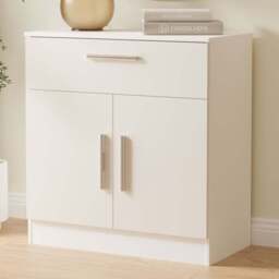 Crowndale Contrast 2 Door Single Drawer Grey Matt and White Sideboard Ready Assembled - Size: 79 x 74 x 39cm - Grey Matt & White - Wilko - thumbnail 1