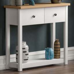 VIDA DESIGNS Arlington 2 Drawer White and Oak Console Table - Size: 30 x 80 x 74cm - Wilko