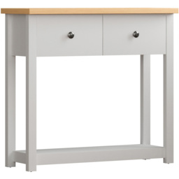 Vida Designs Arlington 2 Drawer White and Oak Console Table - Size: 30 x 80 x 74cm - Wilko - thumbnail 3