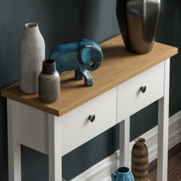 Vida Designs Arlington 2 Drawer White and Oak Console Table - Size: 30 x 80 x 74cm - Wilko - thumbnail 4