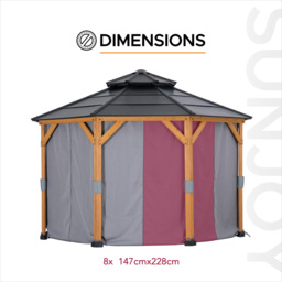 Sunjoy 3.9 x 3.9m Accessory Curtain for Steel Gazebo (Gazebo Not Include) - Size: 1 x 233 x 234cm - Grey - Wilko - thumbnail 5