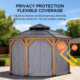 Sunjoy 3.9 x 3.9m Accessory Curtain for Steel Gazebo (Gazebo Not Include) - Size: 1 x 233 x 234cm - Grey - Wilko - thumbnail 4
