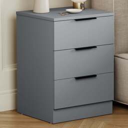 Vida Designs Terga 3 Drawer Grey Bedside Cabinet - Wilko
