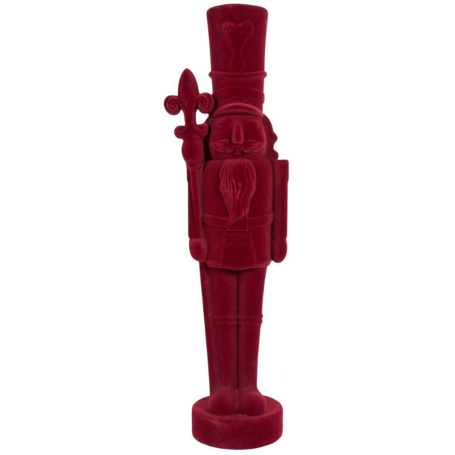 Flocked Nutcracker Standing Decoration - Burgundy - Blushing Ballroom - Wilko - image 1