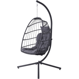 Living and Home Black Adjustable Swing Hanging Egg Chair with Cushions - Size: 192 x 88 x 88cm - Wilko - thumbnail 5