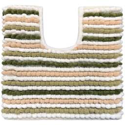 Allure Bath Fashions Green Striped Chunky Bobble Pedestal Toilet Mat - Size: 50 x 50cm - Wilko