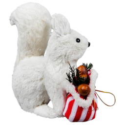 Shatchi Squirrel Decorative Figurine - Size: 22.5 x 14 x 20cm - White - Wilko