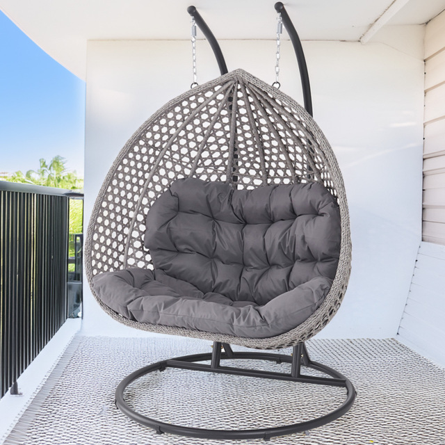 Oakley 2 Seater Rattan Dark Grey Swing Egg Pod Chair - Wilko