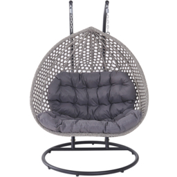 Oakley 2 Seater Rattan Dark Grey Swing Egg Pod Chair - Wilko - thumbnail 4