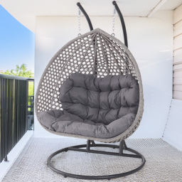 Oakley 2 Seater Rattan Dark Grey Swing Egg Pod Chair - Wilko