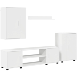 vidaXL White Wall Mounted 4 Piece TV Cabinet Set - Size: 33 x 140 x 40cm - Wilko - thumbnail 3