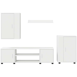 vidaXL White Wall Mounted 4 Piece TV Cabinet Set - Size: 33 x 140 x 40cm - Wilko - thumbnail 5