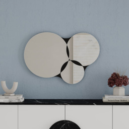 Decortie Gora 3 Round Panel Black Bute Modern Unframed Wall Mirror 51 x 75cm - Size: 51.2 x 75.4 x 2.2cm - Wilko - thumbnail 3