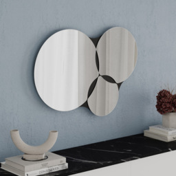Decortie Gora 3 Round Panel Black Bute Modern Unframed Wall Mirror 51 x 75cm - Size: 51.2 x 75.4 x 2.2cm - Wilko - thumbnail 5