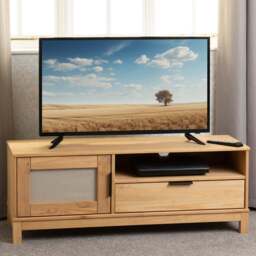 Seconique Corona Single Door Single Drawer Single Shelf Wax Pine Rattan TV Unit - Brown - Wilko - thumbnail 1