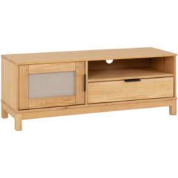 Seconique Corona Single Door Single Drawer Single Shelf Wax Pine Rattan TV Unit - Brown - Wilko - thumbnail 3