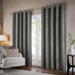 Paoletti Corinthian Grey Velvet Eyelet Curtains 229 x 229cm - Wilko