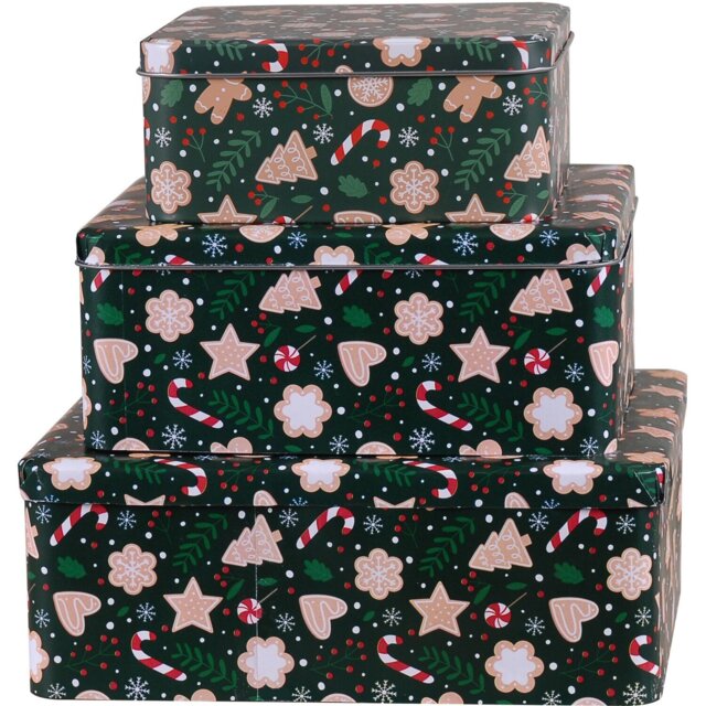 Set of 3 Gingerbread Candy Cane Cake Tins Multicolour - Wilko - image 1