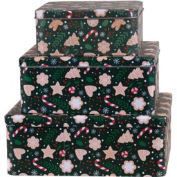 Set of 3 Gingerbread Candy Cane Cake Tins Multicolour - Wilko