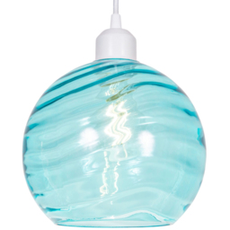 Happy Homewares Designer Teal Circular Ribbed Glass Non Electric Pendant Shade - Size: 18 x 20 x 20cm - Green - Wilko - thumbnail 4