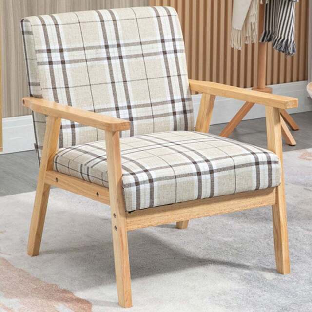 Portland Beige Linen Upholstered Accent Chair - Size: Single - Cream - Wilko - image 1