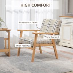 Portland Beige Linen Upholstered Accent Chair - Size: Single - Cream - Wilko - thumbnail 6