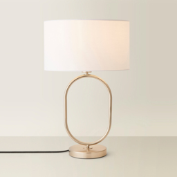 ValueLights Antonia White Fabric Drum Lamp Shade Brushed Chrome Oval LED Table Lamp - Size: 42.3 x 25 x 25cm - Silver - Wilko - thumbnail 6