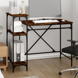 vidaXL 3 Shelf Industrial Style Computer Desk Brown - Size: 90 x 105 x 50cm - Wilko - thumbnail 1