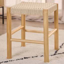 Florence Alvin Off White Weaved Stool - Size: 45 x 35 x 35cm - Furniture To Go - Wilko