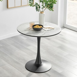 Furniturebox Elissa Cesano Marble Effect 2 Seater Round Dining Set White Grey and Chrome - Wilko - thumbnail 3