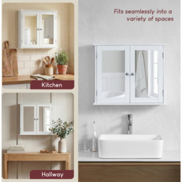 Bath Vida Priano White Wide 2 Door Mirror Bathroom Cabinet - Size: 47 x 57 x 18cm - Wilko - thumbnail 6