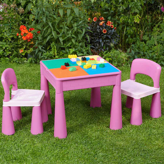 Liberty House Toys Pink Kids 5-in-1 Activity Table and Chairs - Size: 46.5 x 51 x 53cm - Multi - Wilko - image 1