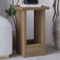 Decortie Tasos Single Shelf Dark Oak Effect Minimalist End Table - Size: 50.5 x 30 x 30cm - Brown - Wilko