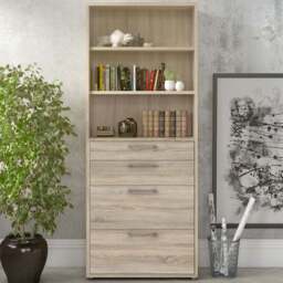Florence 4 Drawer 2 Shelf Oak Bookcase - Wood - Furniture to Go - Wilko - thumbnail 1