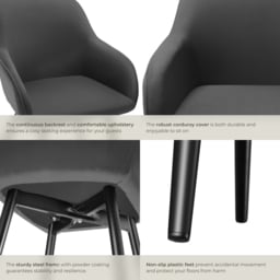 tectake Marilyn Set of 2 Anthracite Black Corduroy Padded Dining Chair - Grey - Wilko - thumbnail 7