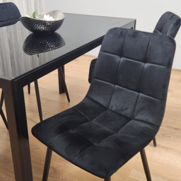 Kosy Koala 4 Seater Velvet Glass Dining Set Black - Multi - Wilko - thumbnail 3