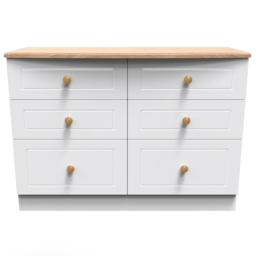 Crowndale Warwick 6 Drawer White Ash and Oak Wide Midi Chest of Drawers - Wilko - thumbnail 3