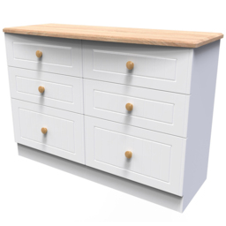 Crowndale Warwick 6 Drawer White Ash and Oak Wide Midi Chest of Drawers - Wilko - thumbnail 5