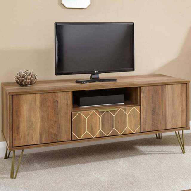 GFW Orleans 2 Door Single Drawer Mango Yellow TV Stand - Size: 39 x 116 x 49cm - Brown - Wilko - image 1