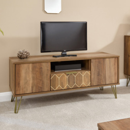 GFW Orleans 2 Door Single Drawer Mango Yellow TV Stand - Size: 39 x 116 x 49cm - Brown - Wilko - thumbnail 7