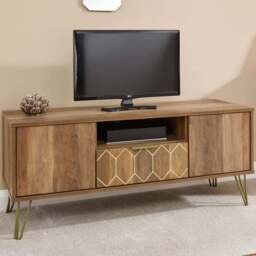 GFW Orleans 2 Door Single Drawer Mango Yellow TV Stand - Size: 39 x 116 x 49cm - Brown - Wilko - thumbnail 1