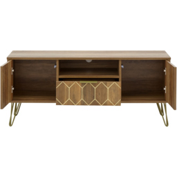 GFW Orleans 2 Door Single Drawer Mango Yellow TV Stand - Size: 39 x 116 x 49cm - Brown - Wilko - thumbnail 4