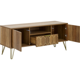 GFW Orleans 2 Door Single Drawer Mango Yellow TV Stand - Size: 39 x 116 x 49cm - Brown - Wilko - thumbnail 6