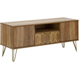 GFW Orleans 2 Door Single Drawer Mango Yellow TV Stand - Size: 39 x 116 x 49cm - Brown - Wilko - thumbnail 5